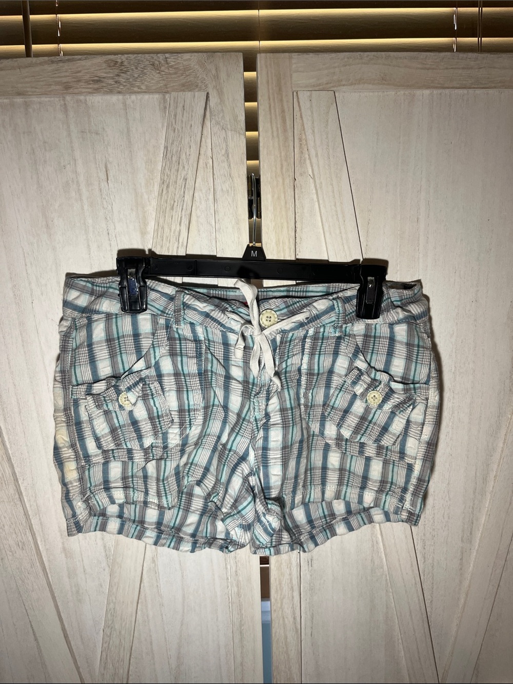 UNIONBAY Plaid Bermuda Shorts - Teal, White & Gray